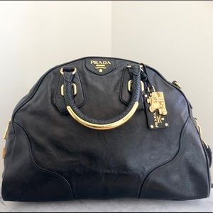 Large black leather Prada Tote with Gold Hardware